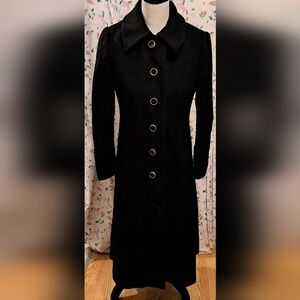 EUC Vintage Lord & Taylor Black Cashmere Everyday Winter Snow Trench Coat SZ S